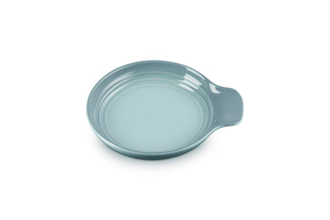 Le Creuset Signature Spoon Rest Sea Salt front view highlights durable stoneware for daily use