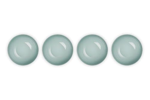 Le Creuset Sea Salt bowls in a kitchen scene, dishwasher-safe and easy to clean