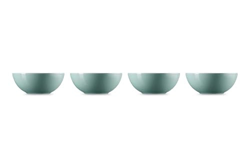 Close-up of Le Creuset Sea Salt glaze highlighting durable surface