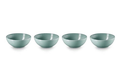 Le Creuset Sea Salt bowls wide shot displaying versatility for meals