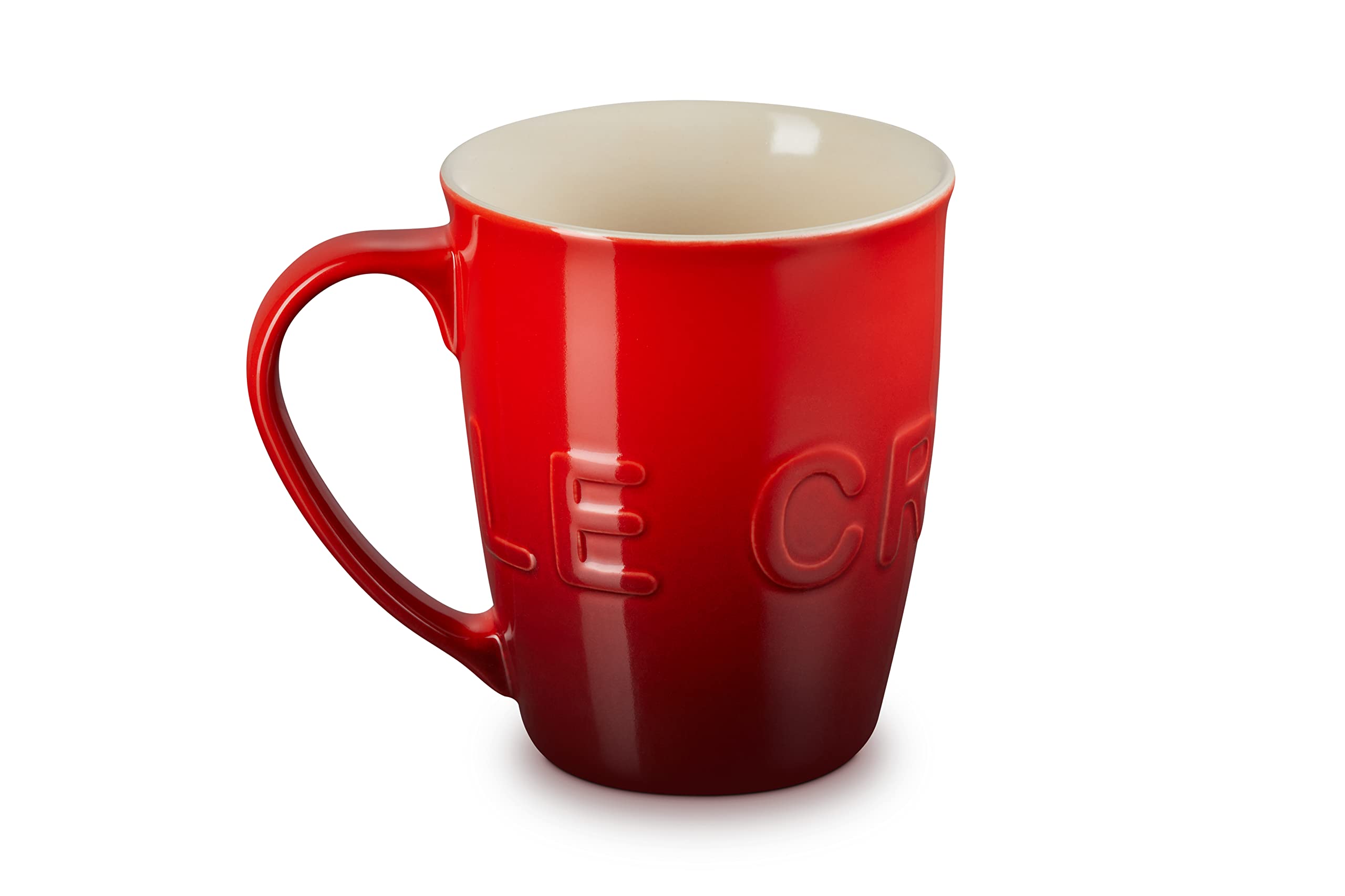 Le Creuset mug with comfortable handle grip for easy sipping