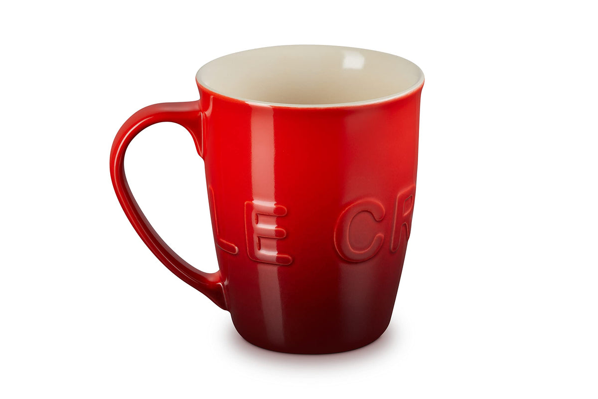 Le Creuset mug with comfortable handle grip for easy sipping