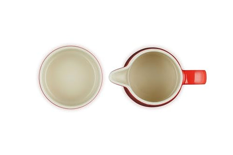 Close-up of Le Creuset stoneware glaze in Cerise, nonporous and stain-resistant