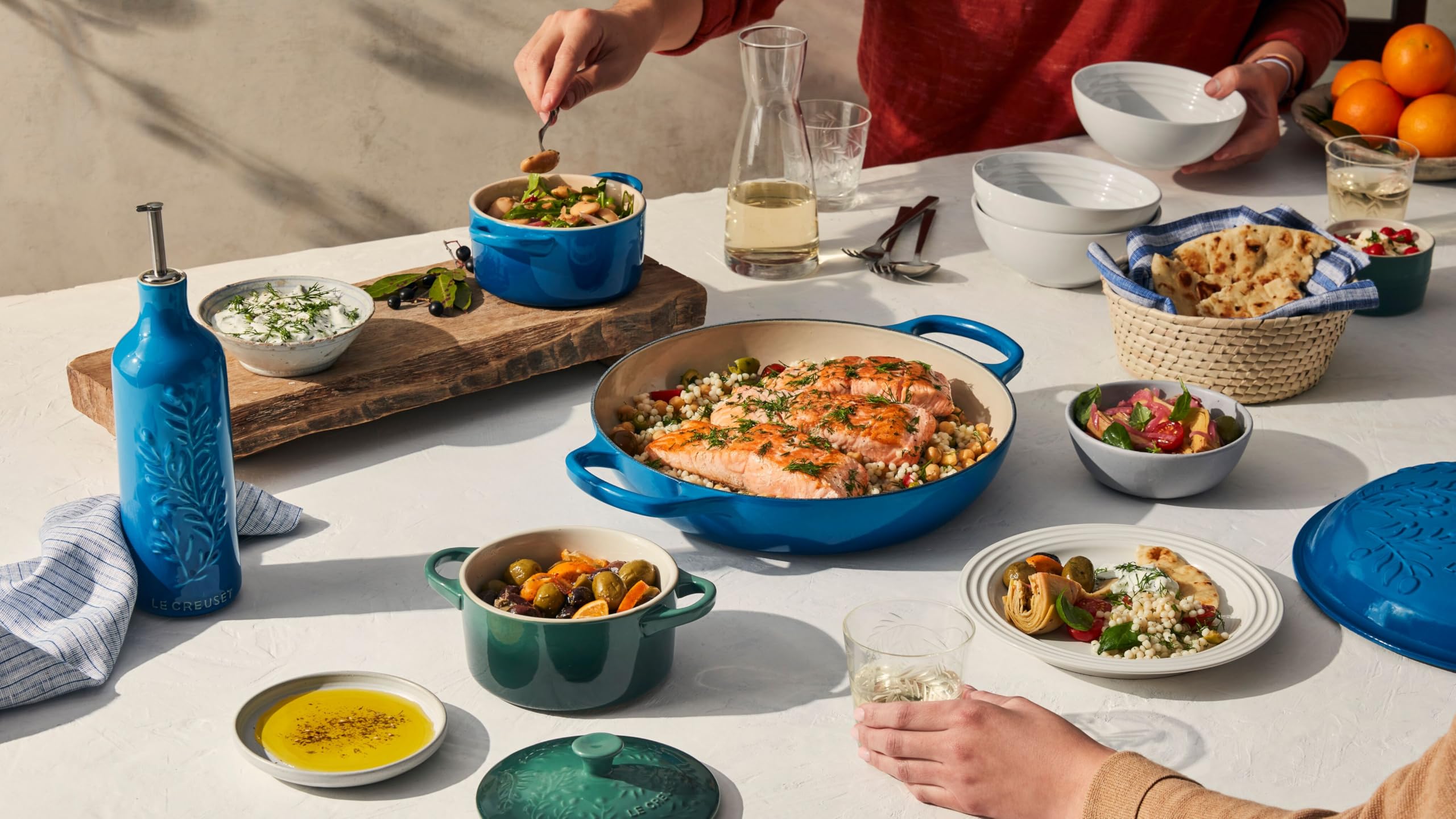 Le Creuset durable stoneware finish resists scratches and staining over time.