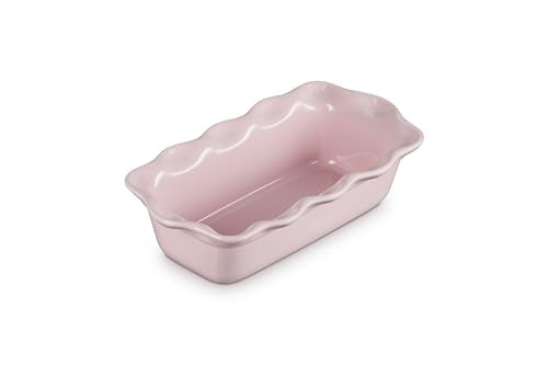Close-up of the chiffon pink glaze on Le Creuset stoneware