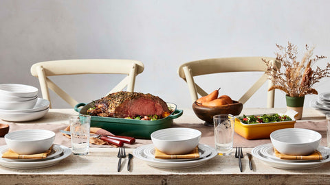 Le Creuset stoneware demonstrates strong heat retention for serving hot dishes.