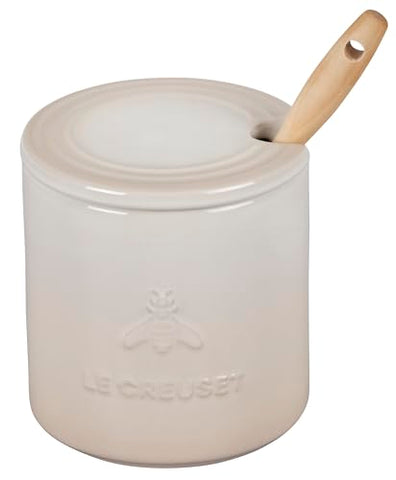 Le Creuset stoneware pot in Meringue glaze resists chips and stains