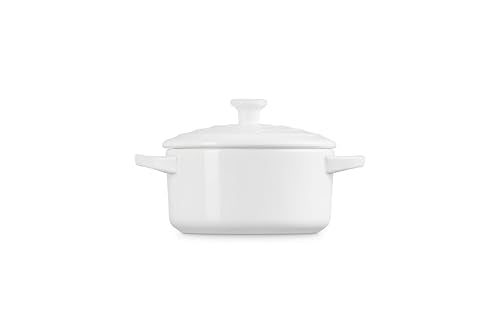 Le Creuset mini cocotte side handle, easy to grip for serving.