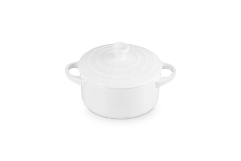 Le Creuset mini cocotte top view, ideal for single-serve desserts.