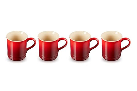 Le Creuset Cerise mug front view with ergonomic handle