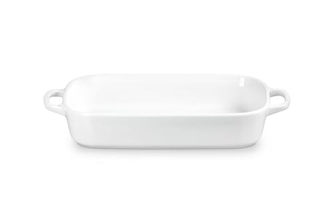 Le Creuset rectangular dish with lid as serving plate for cheeses and salads