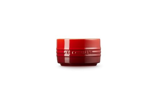 Le Creuset Cerise ramekin on table for elegant servings and portion control
