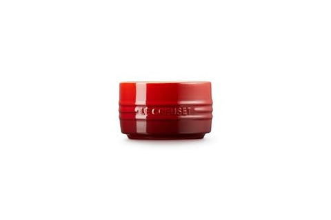 Le Creuset Cerise ramekin on table for elegant servings and portion control