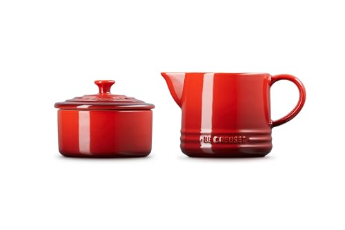 Le Creuset sugar bowl Cerise showcasing glaze and easy access to sweeteners