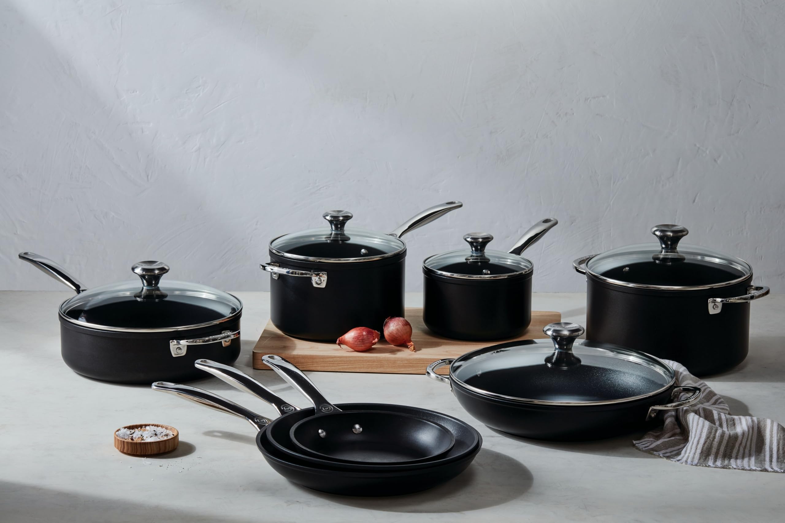 Le Creuset Toughened Nonstick PRO 12-inch oven-safe pan demonstrates stove-to-table versatility