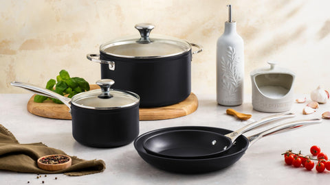 Le Creuset Toughened Nonstick PRO Fry Pan 8-in compatible with all cooktops and oven-safe.