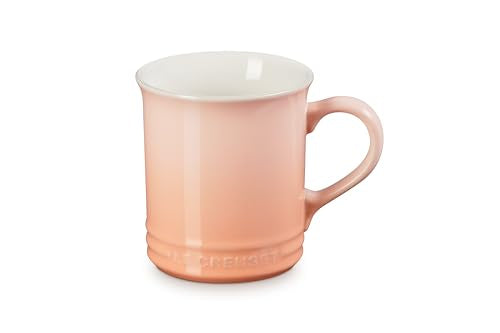 Le Creuset Vancouver Mug Peche 14oz handle detail showing ergonomic grip.