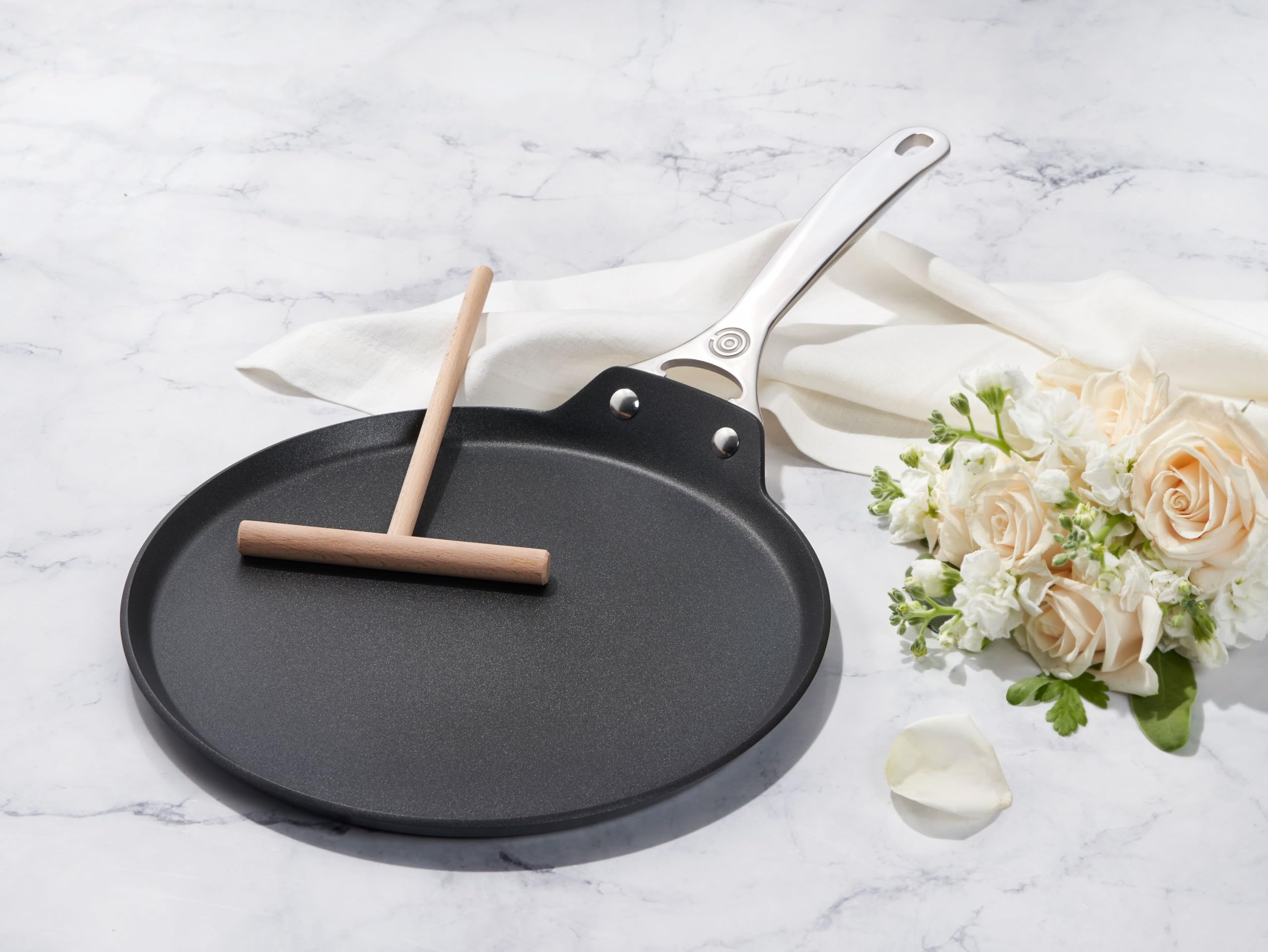 Le Creuset versatile pan for stove-to-table crepe cooking