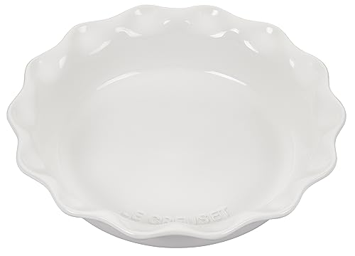 Close-up of Le Creuset white glaze highlighting scratch-resistant, non-porous surface.