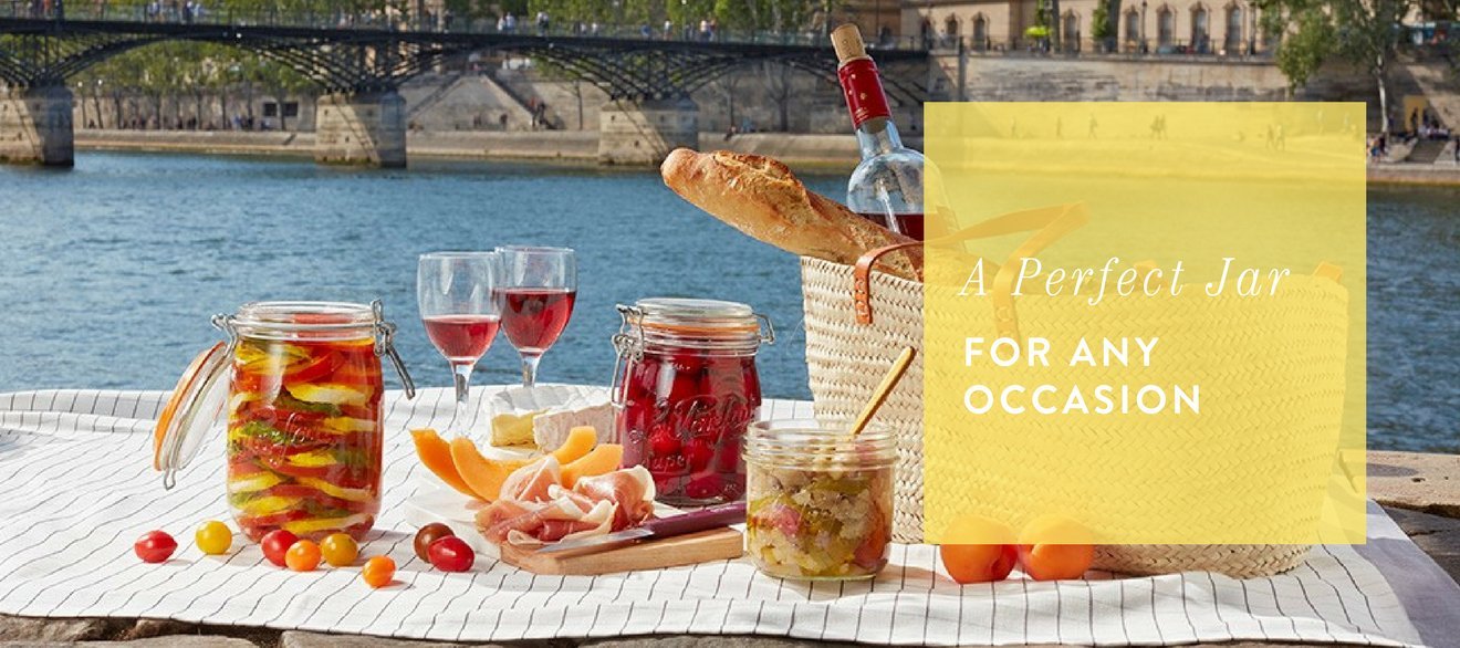 Le Parfait Super Jar 1L filled with jams displaying vibrant color