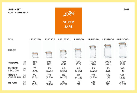 Le Parfait Super Jar glass storage for dry goods and preserves.