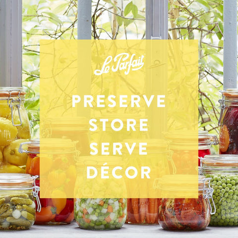 Le Parfait Super Jar pantry display keeps ingredients accessible and stylish.