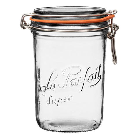 Le Parfait Super Terrine straight-body jar ideal for organized pantry storage and labeling.