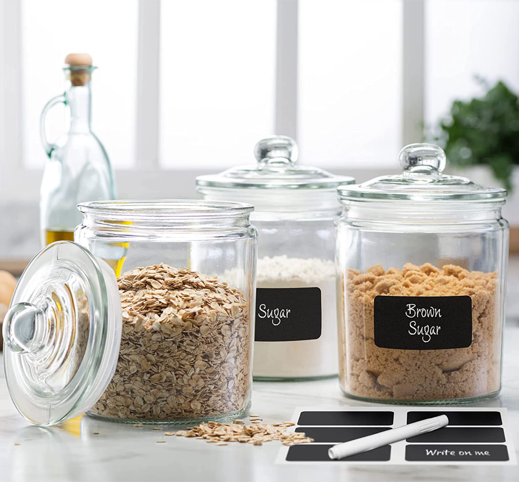 Le'raze 3pc canister set with visible contents for quick pantry checks