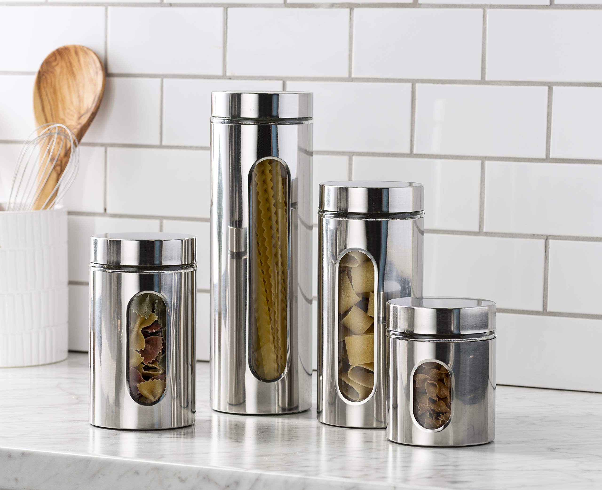Le'raze kitchen canisters on a counter ready for everyday use and organization