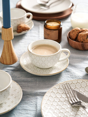 LE TAUCI 6oz cappuccino cup inner glaze for easy cleaning.