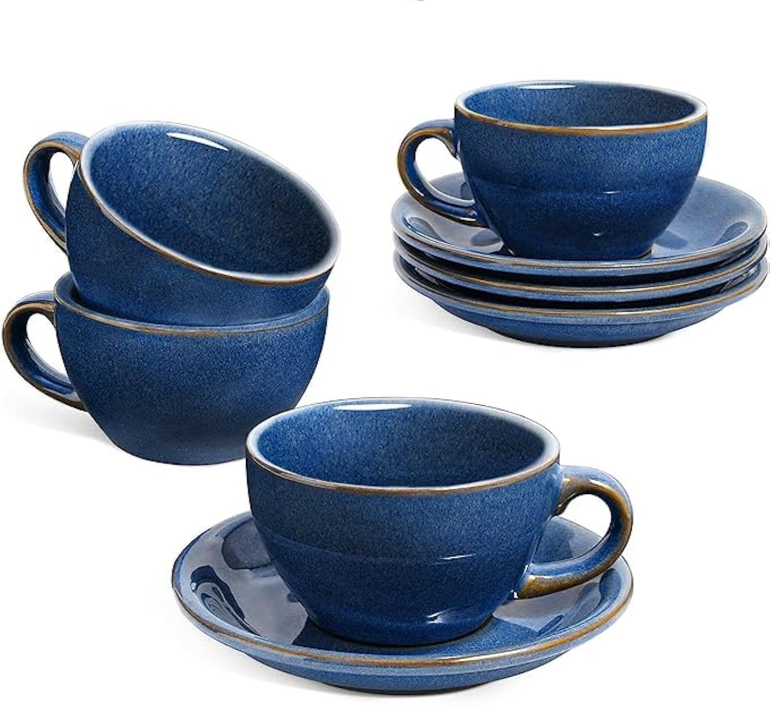 Le Tauci 6oz cappuccino cups with saucers for cafe-style home coffee