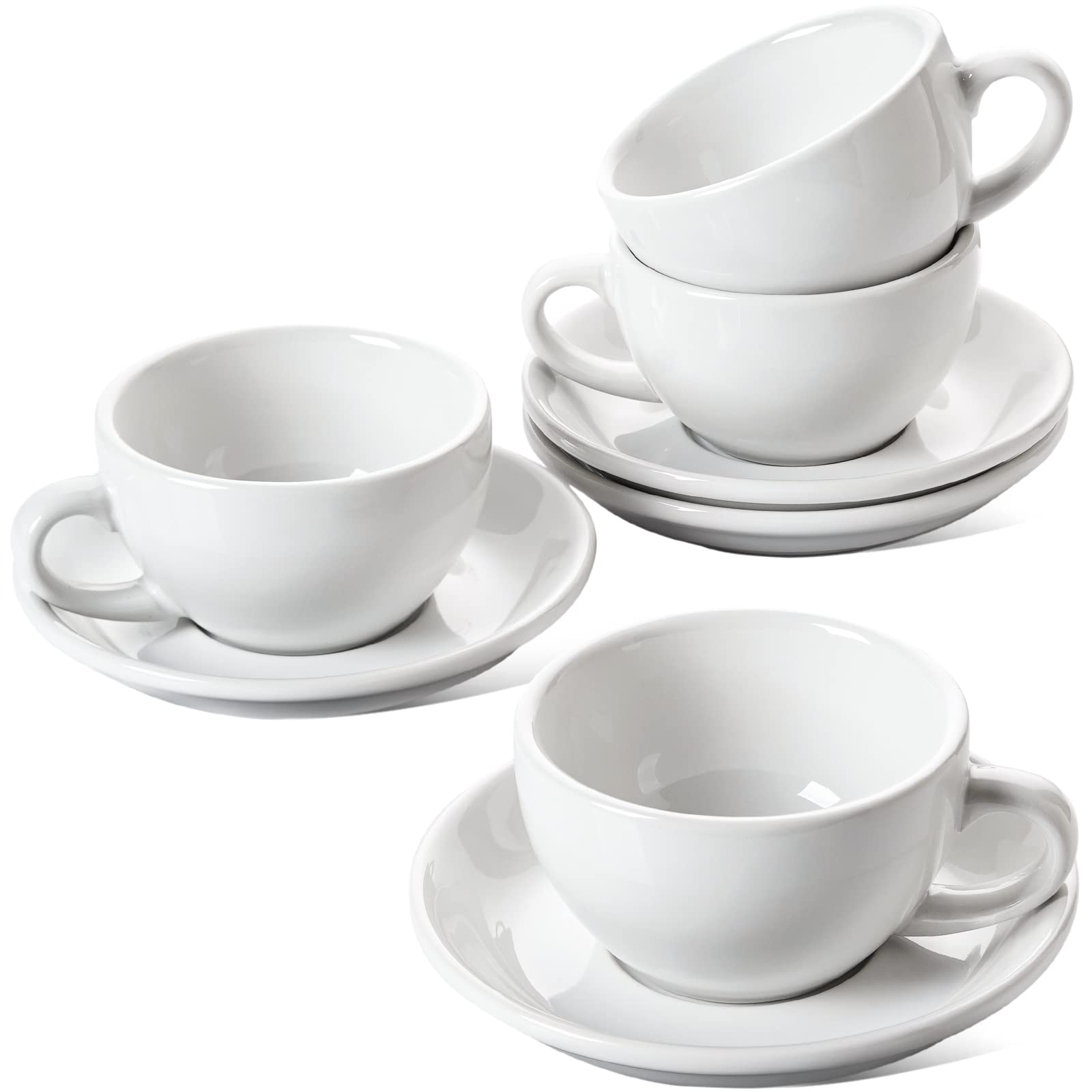 LE TAUCI 8oz cappuccino cup with saucer side view showing sturdy weight for a premium feel