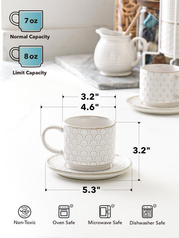 LE TAUCI 8oz cappuccino cups ideal for latte art and larger drinks