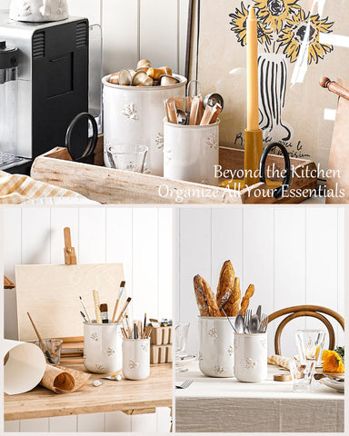 LE TAUCI bee embossing detail adds warm farmhouse charm.