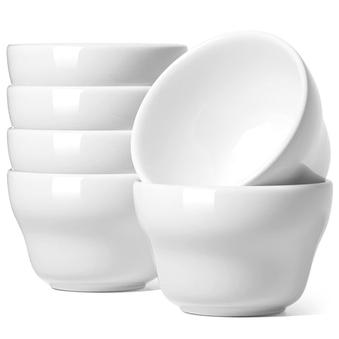 LE TAUCI Bouillon cups 8oz set of six in white, ideal for petite desserts.