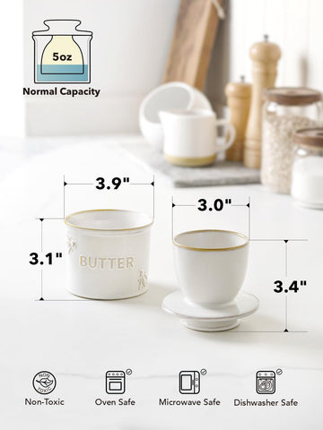 LE TAUCI butter pressed in lid reduces air bubbles for softness.