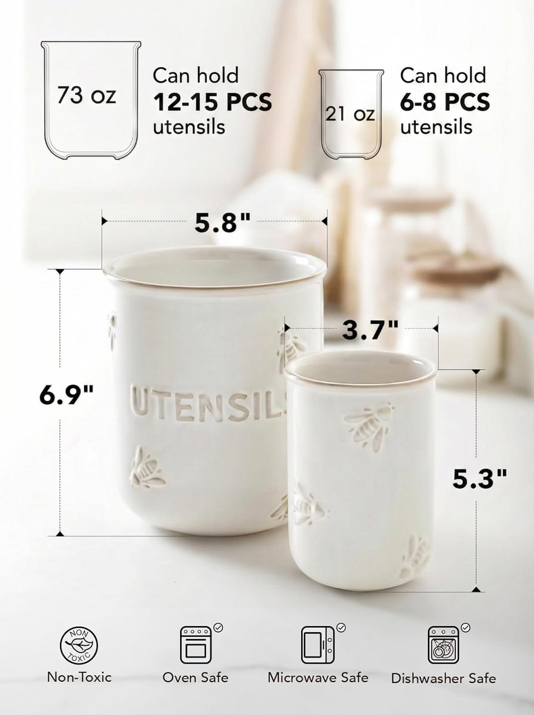 LE TAUCI Arctic White ceramic glaze is easy to clean.