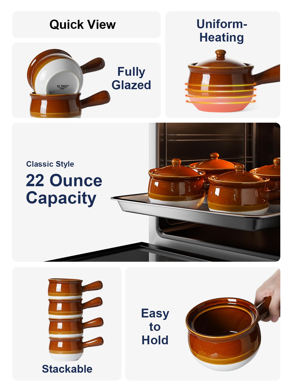 LE TAUCI oven-safe glazed ceramic bowl suitable for stews and chowders