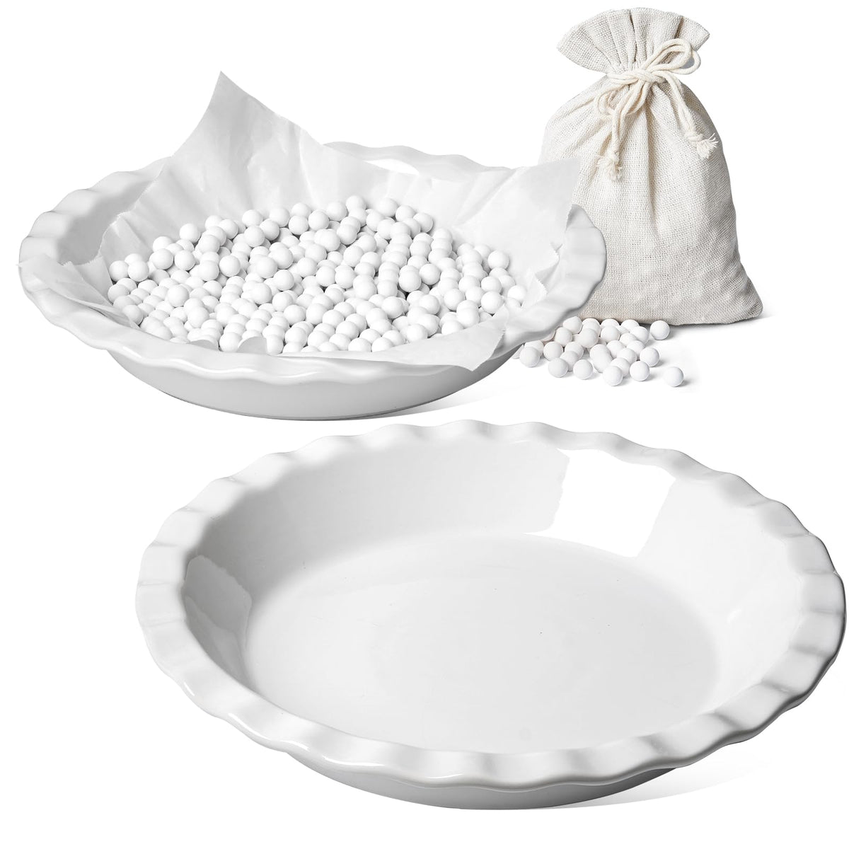 LE TAUCI ceramic pie dish 9-inch front view, sturdy and elegant for everyday baking