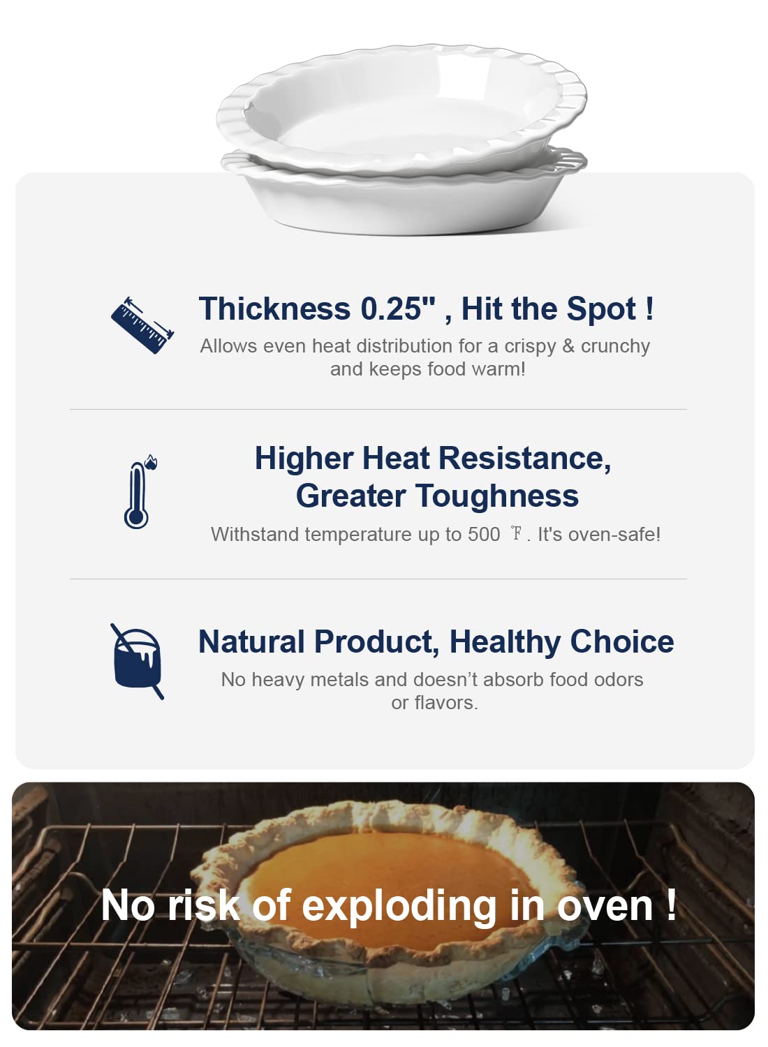 LE TAUCI ceramic pie pan demonstrates even heat distribution for baking