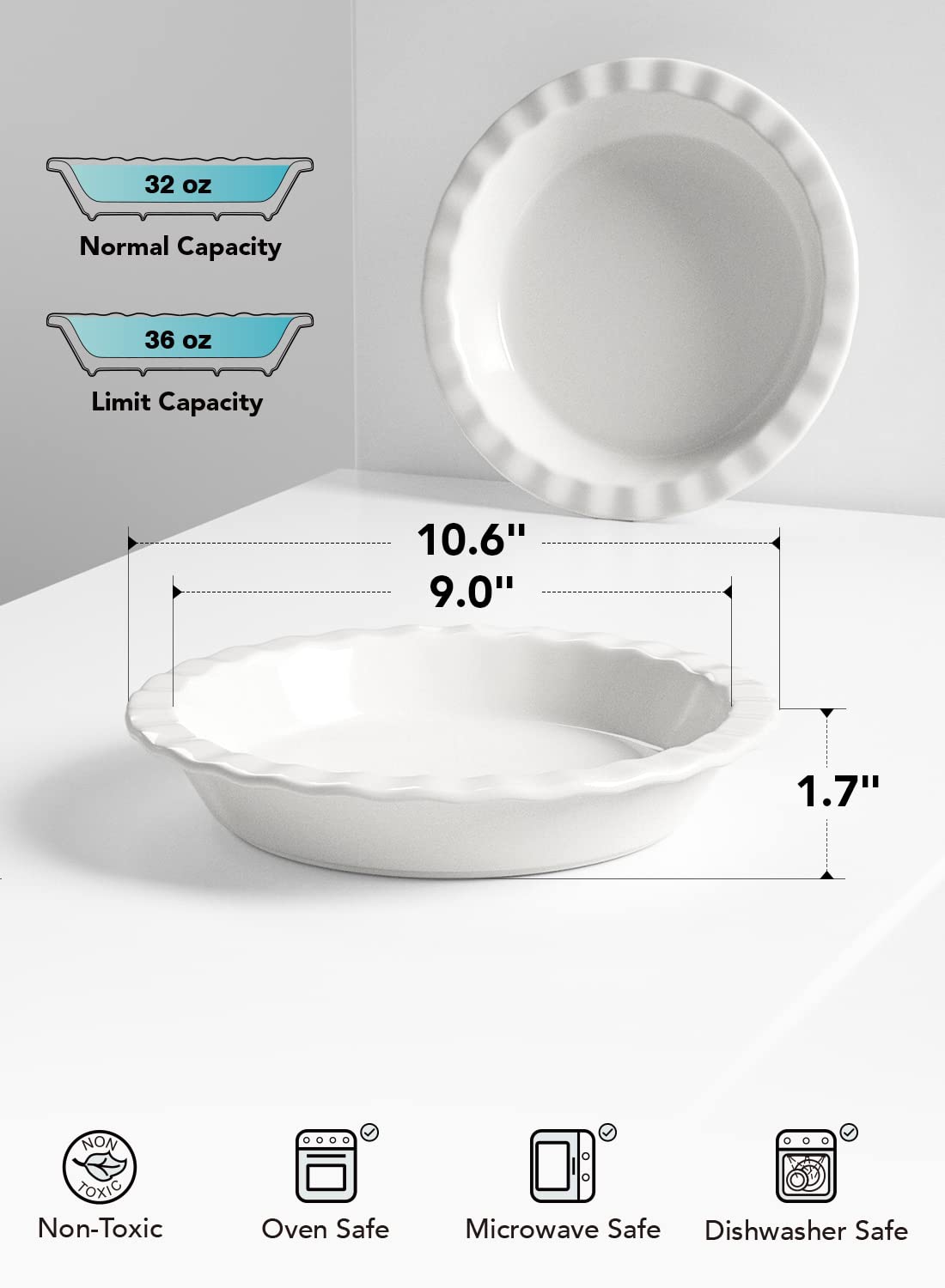 LE TAUCI ceramic pie pan set of two ready for baking