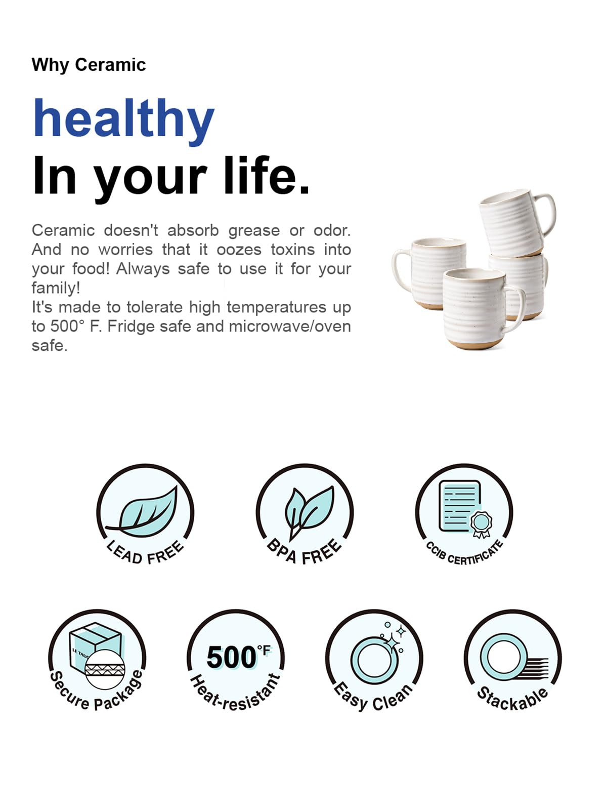 LE TAUCI usage scene with Arctic White mug in morning beverage moment