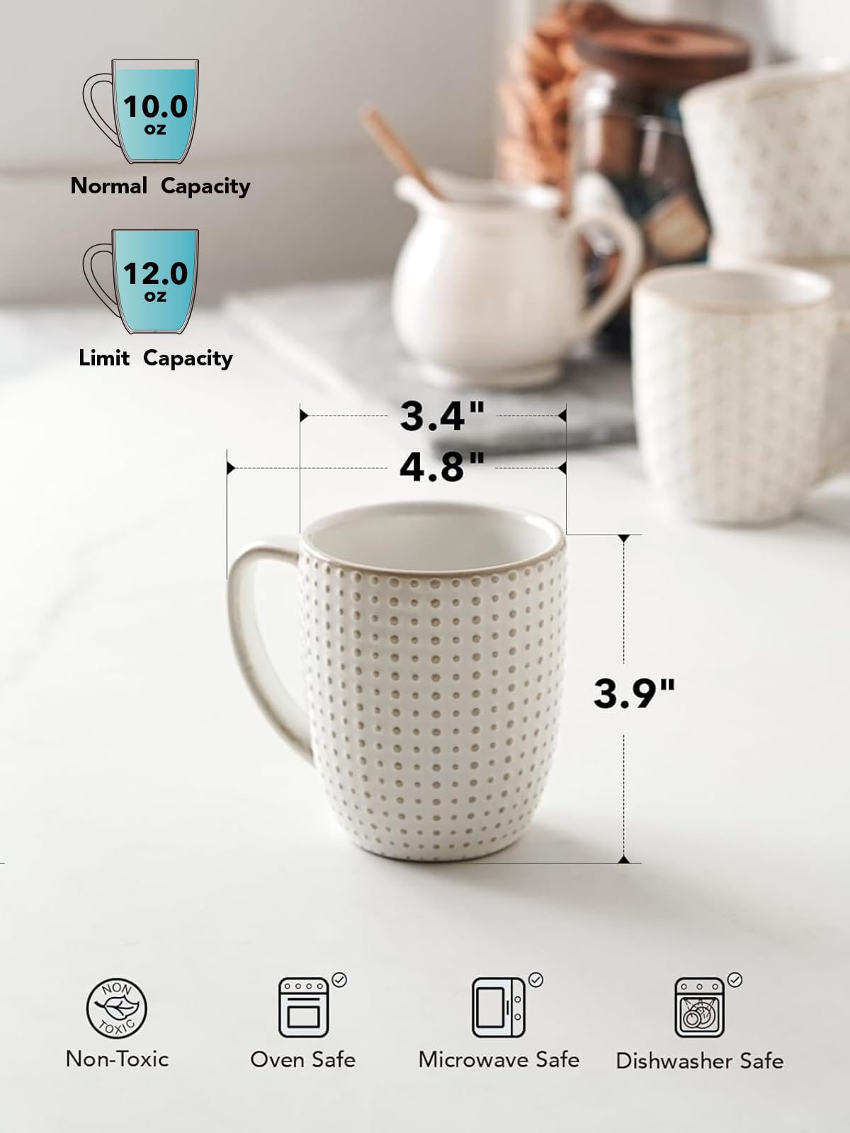 LE TAUCI 12oz capacity ideal for espresso or latte at home.