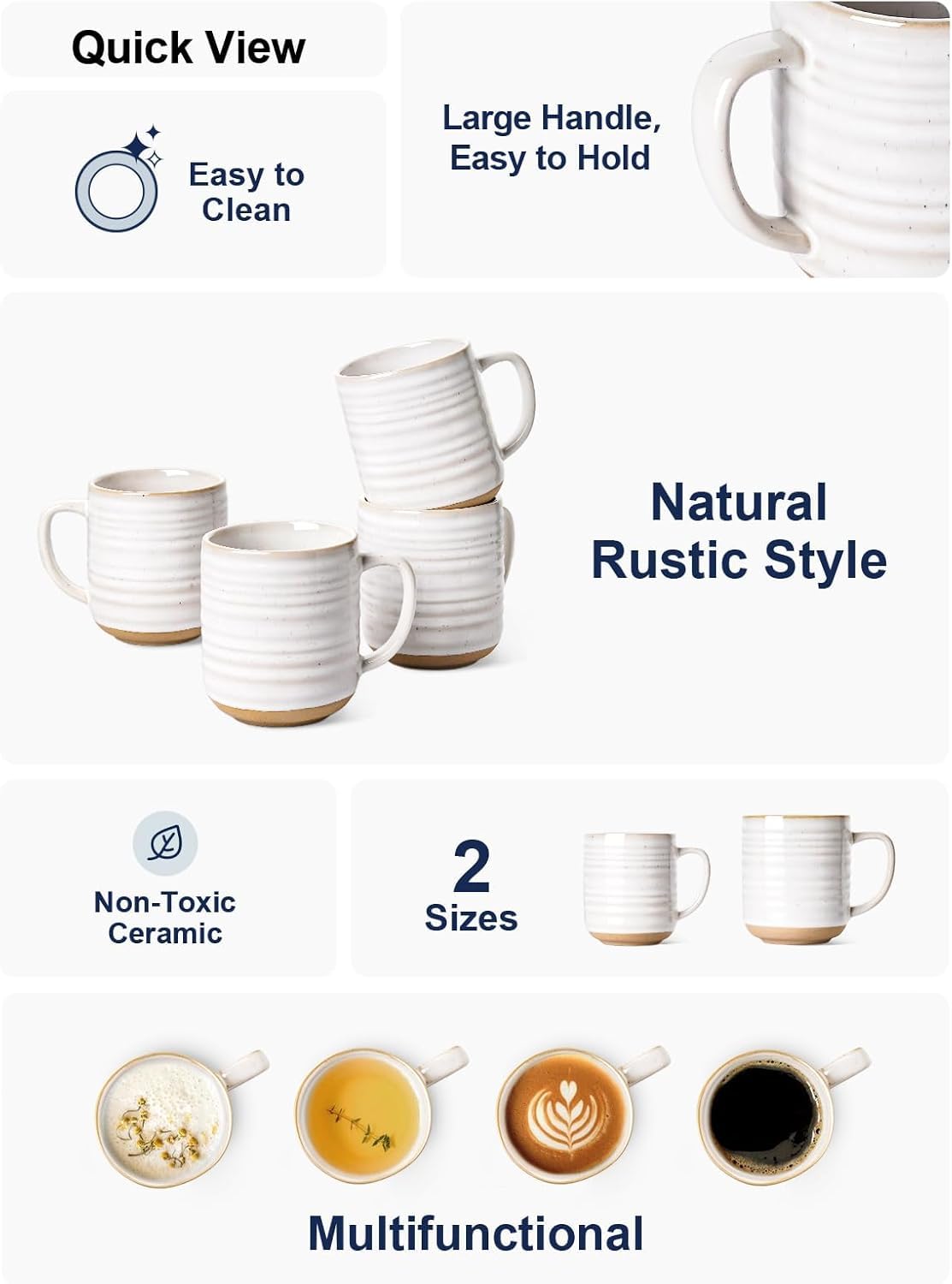 LE TAUCI mug with neutral glaze and spiral lines, handcrafted look.