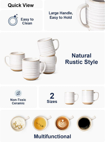 LE TAUCI mug with neutral glaze and spiral lines, handcrafted look.
