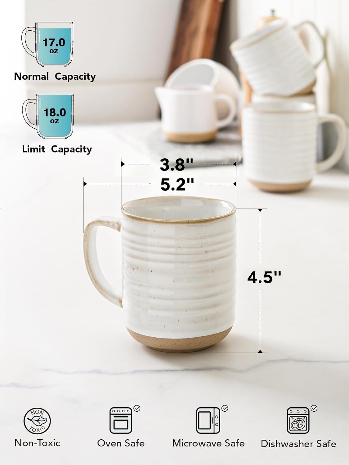 LE TAUCI mug with unglazed bottom, natural texture for rustic charm.