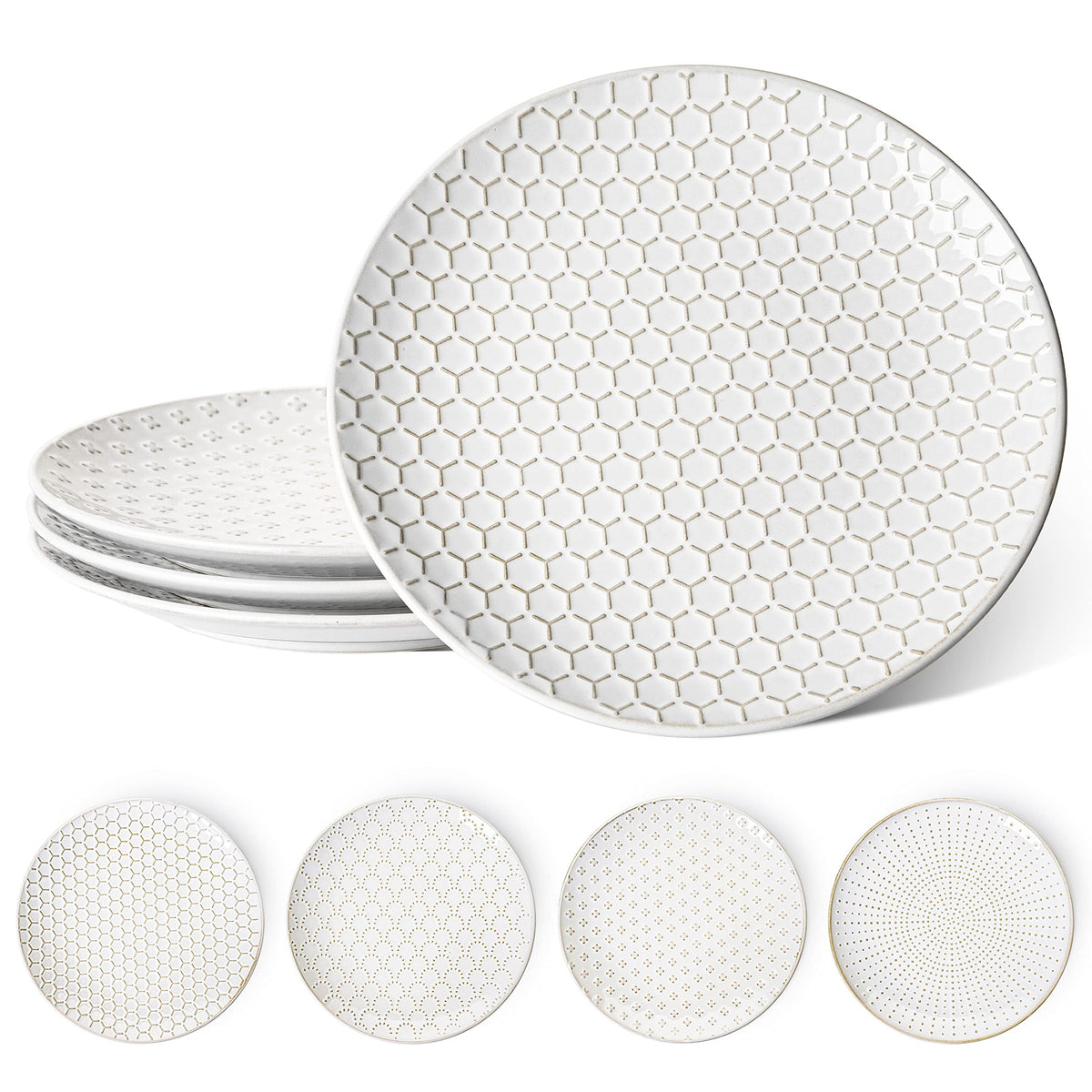 LE TAUCI embossed-pattern dinner plate adds refined style to everyday meals.