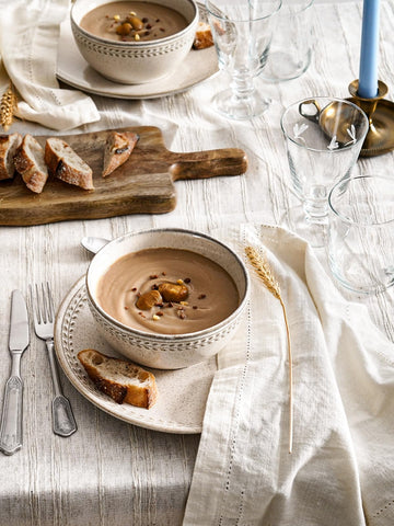 LE TAUCI reactive glaze beige finish adds warmth to every setting