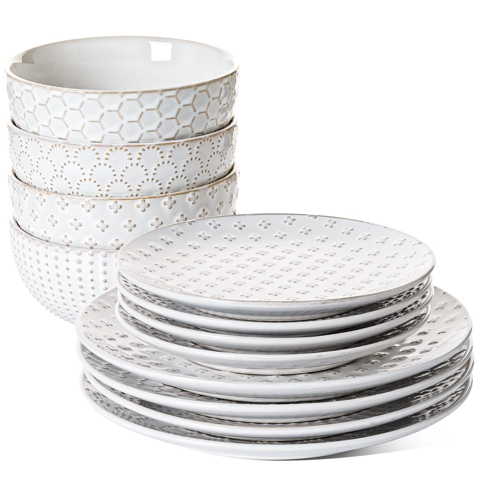 LE TAUCI 10-inch dinner plate with embossed design for elegant dining