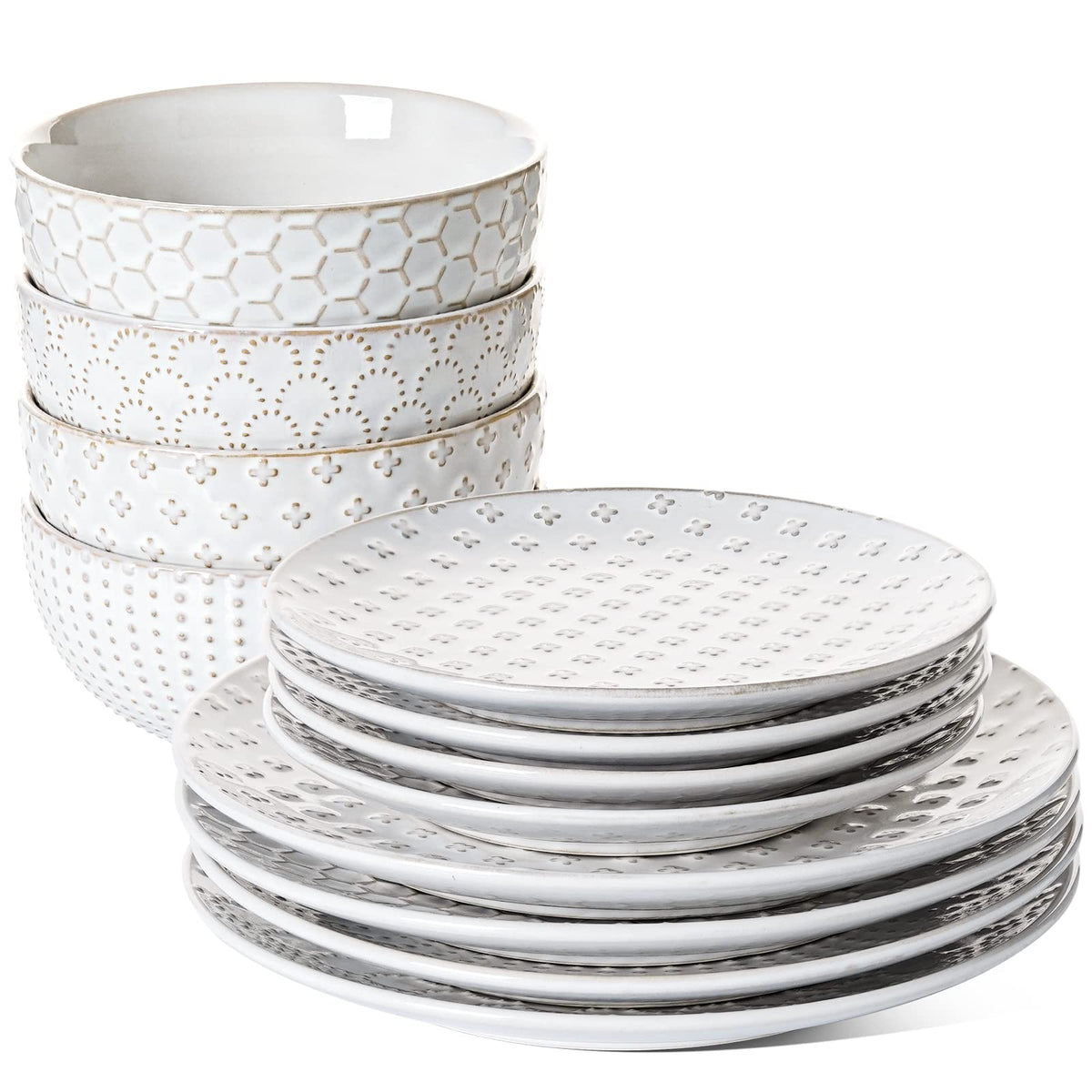 LE TAUCI 10-inch dinner plate with embossed design for elegant dining